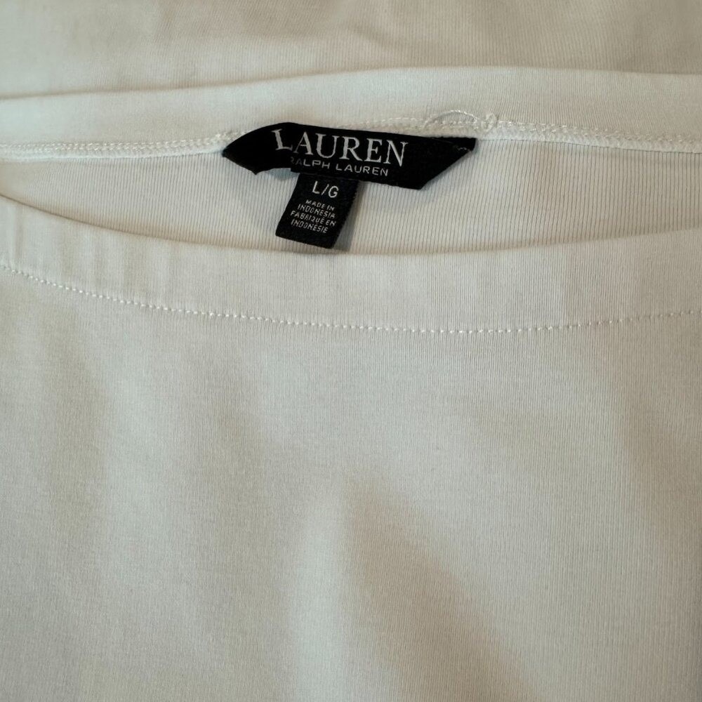 Lauren Ralph Lauren Boat Neck Rolled Sleeve Cream Top L Nautical Coastal Capsule - Picture 4 of 6